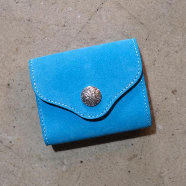 FUNNY ファニー【Pebble】≪シルキースエード≫≪TURQUOISE≫ ぺブル ミドルウォレ...