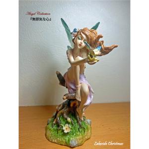 座る天使の妖精 彫刻 彫像/ フェアリー エンジェル ファンタジー