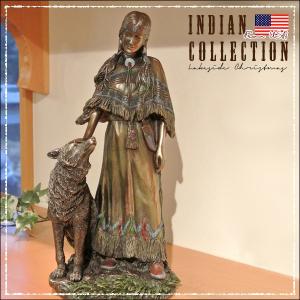 インディアン像 置物/Indian/先住民族/馬/置き物/アメリカ直輸入
