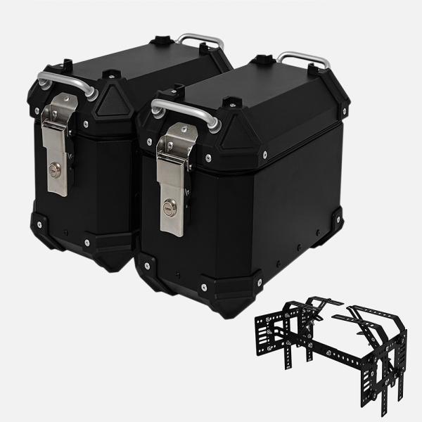送料無料 サイドボックス バイク用サイドケース 左右セット(片側16L) サイドキャリア付き ルミ製...