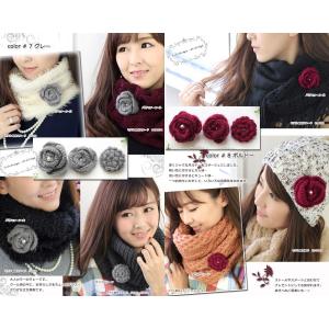 パール 付き ニット コサージュ 花 クリップ...の詳細画像5