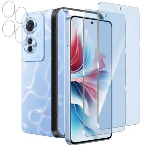 ブルーライトカット 93%2+2枚入りOPPO Reno11 A 用の（2枚入り）ガラスフィルム+（2枚入り）カメラフィルム オッポ リノ1