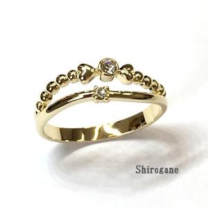 Shirogane 日本製 オーダーメイド ニッケルフリー 指輪 ツインフレームハートリング｜lalalady-shop