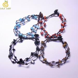 ブレスレット エスニックな３ラインさざれ石のブレス・ミサンガ