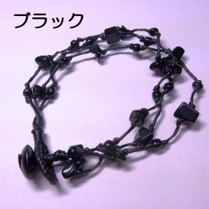 ブレスレット エスニックな3ラインさざれ石のブ...の詳細画像2