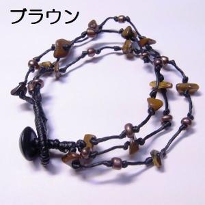 ブレスレット エスニックな3ラインさざれ石のブ...の詳細画像3