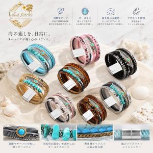 ブレスレット レディース レザー ターコイズ ...の詳細画像1