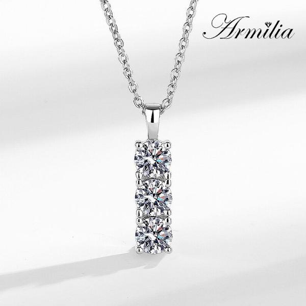 ネックレス レディース ３連 スリーストーン 4A CZダイヤモンド AAAA キュービック ジルコ...