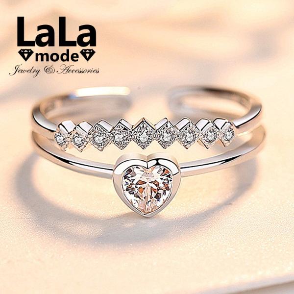 指輪 リング レディース ハート デザインリング フリーサイズ CZダイヤモンド AAAA ジルコニ...