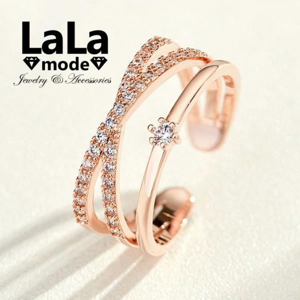 指輪 リング レディース ピンクゴールド プラチナ フリーサイズ シルバー925 AAAA ジルコニ...