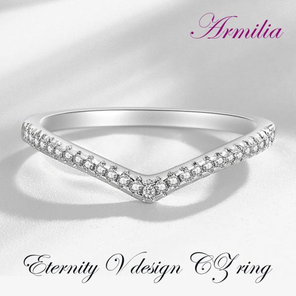 指輪 リング レディース V デザイン CZダイヤモンド AAAA キュービック ジルコニア スター...