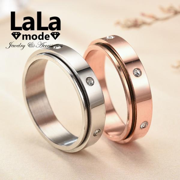 指輪 リング レディース メンズ ペアリング  ピンクゴールド プラチナ 回転 サージカル ステンレ...