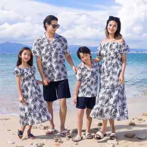 親子ペア アロハシャツ ワンピース ペアルック リンクコーデ 親子コーデ メンズシャツ レディースワンピース 親子お揃い 親子ペア 親子セット 家族ペアルック
