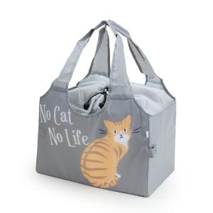 【Abeille】Shopping Basket Bag グレー チャトラ　/猫/青/灰/ねこ/エコバッグ/ショッピングバッグ/買い物バッグ/キャット/cat/猫好き/｜lalanature