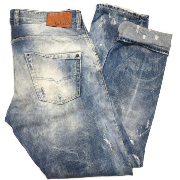 ディーゼル メンズ デニム ジーンズ JEANS  パンツ ダメージ加工 W34 ブルー 綿 コット...