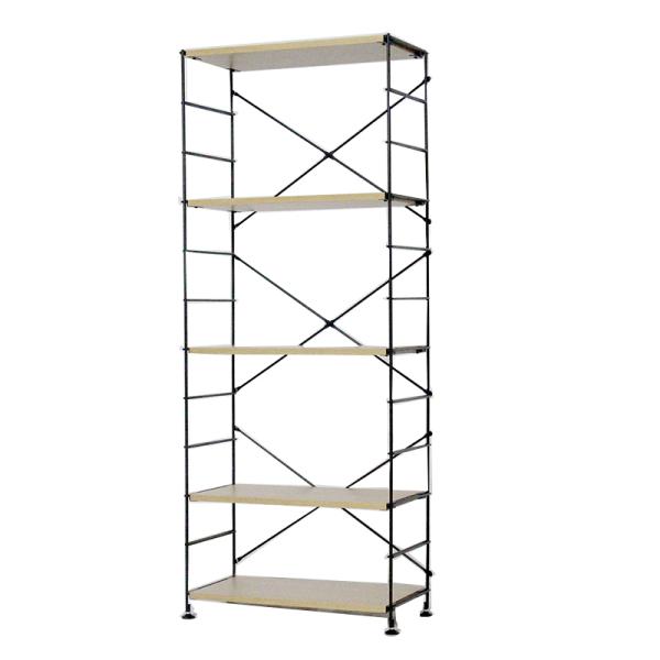 ラック 木目調棚板 ワイヤーウッドシェルフ 棚5段 幅66cm×高さ161cm アークランズ  「大...