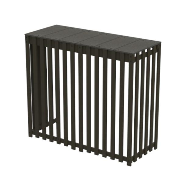 出格子風 人工木室外機カバー9075 小 アッシュブラウン 縦格子 「メーカー直送・代引不可・置配不...