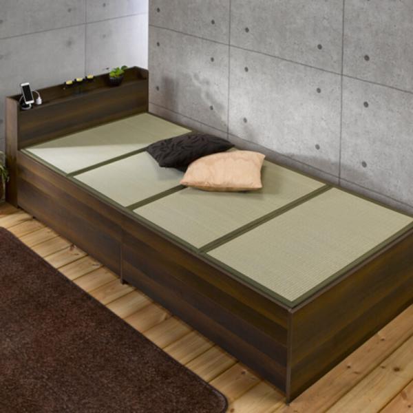 畳ベッド 宮付き 収納付き シングル ブラウン 「メーカー直送・代引不可・置配不可・配送地域限定」