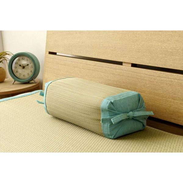 い草枕 リズム 角枕 約30×15cm 国産 ブルー 「メーカー直送・代引不可・置配不可・配送地域限...