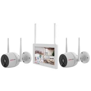 水鏡 Wi-Fiネットワーク屋外IPカメラ2台+モニターセット JA-T6204-PO1031-WP｜lamd2