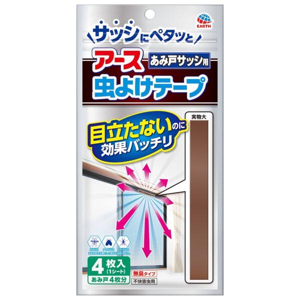 アース製薬 アース虫よけテープ あみ戸サッシ用 4ヵ月用 4枚入