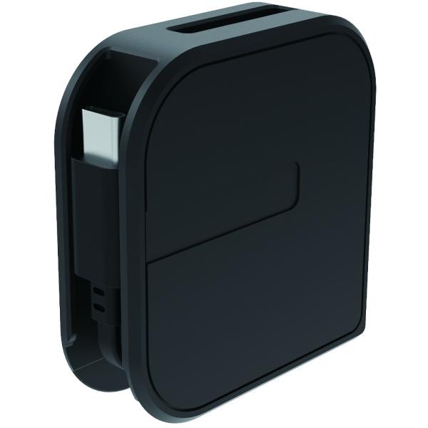 カシムラ USB充電＆同期ケーブル 片引きリール 80cm A-C BK AJ-633