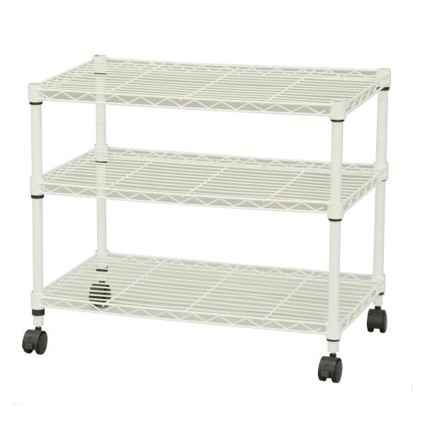 エイ・アイ・エス 19φスチールラックセット3段 キャスター付 ホワイト ALC-6050W WH ...