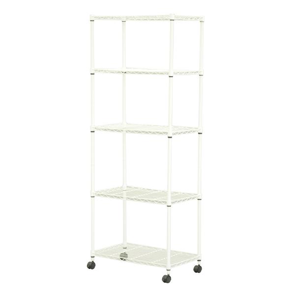 エイ・アイ・エス 19φスチールラックセット5段 キャスター付 ホワイト ALC-6015W WH ...
