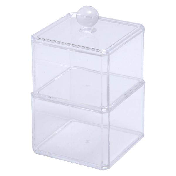 不二貿易 PSコスメ収納 蓋つき小物入れ2段 6019B 「メーカー直送・代引不可・置配不可・配送地...