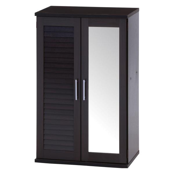 欠品 次回3月下旬予定  不二貿易 ルーバー＆ミラー付きシューズボックス60幅 BR 「メーカー直送...