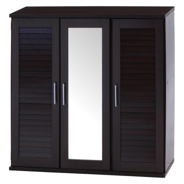 不二貿易 ルーバー＆ミラー付きシューズボックス90幅 BR 「メーカー直送・代引不可・置配不可・配送...