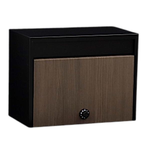 グリーンライフ 木目調大型郵便ポスト ダイヤル錠付き マットブラック FHM-70DMBK