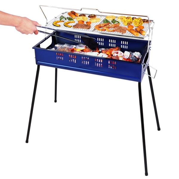 グリーンライフ 炭足し簡単バーベキューコンロ 網を外さず炭が足せる CBN-650ST1TN BL