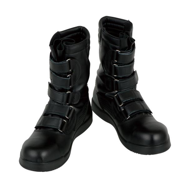 コーコス 黒豹 高所用ハイカットセーフティーブーツ ブラック 24cm 半長靴 マジック 鉄製先芯 ...