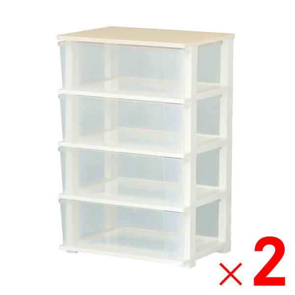 JEJ ピット 木製天板 ワイドチェスト 4段×2個 ケース販売