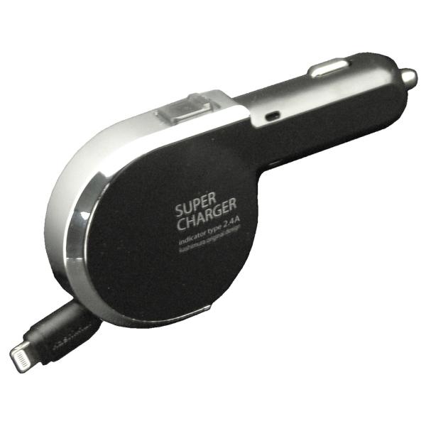 カシムラ DC充電器 Lightning 2.4A リール80cm KL-82