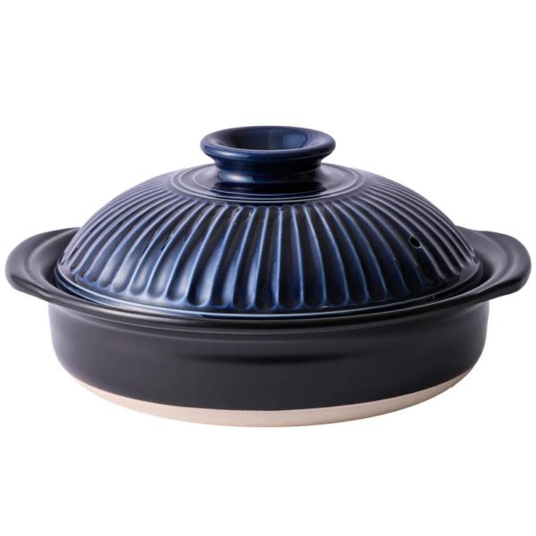 銀峯 菊花 9号鍋 瑠璃 土鍋 4人用