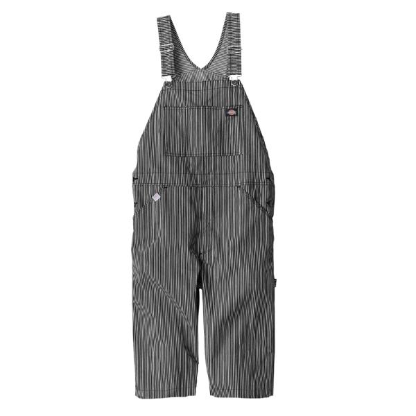 ディッキーズ Dickies ライト ストレッチ ヒッコリー オーバーオール ショート丈 ブラック ...
