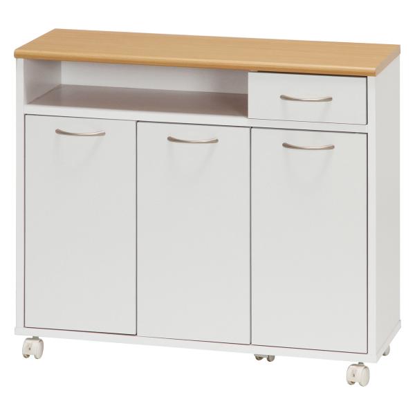 不二貿易 ミニキッチンカウンター KC-8073 ホワイト×ナチュラル 「メーカー直送・代引不可・置...