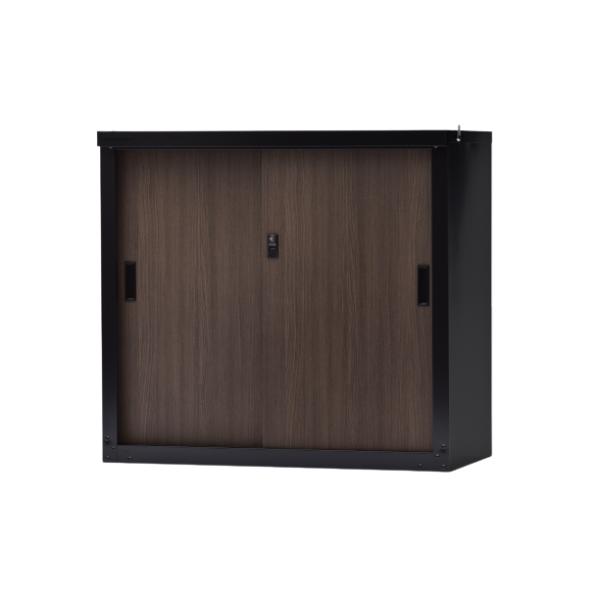 グリーンライフ 小型木目収納庫83 ブラック 幅89×奥行47×高さ83cm HSM-83BK 「メ...