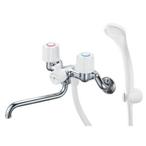 【特価セール】SANEI(サンエイ) ツーバルブデッキシャワー混合栓 台付き 2 SANEI サンエイ ツーバルブデッキシャワー混合栓 共用形 ホワイト