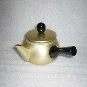 前川金属工業所　宝こづち印　ドリーム急須　横手　ゴールド　0.6L