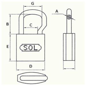 SOL HARD ソールハード No.2500 シリンダー南京錠 変形ツル長 25mm