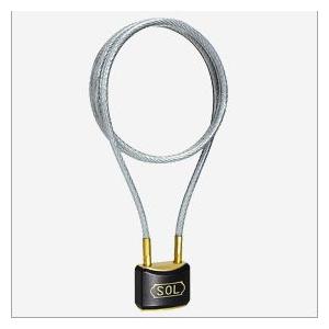 SOL HARD ソールハード 南京錠 No.3800 カラーワイヤーロック 黒 30mm ワイヤー...