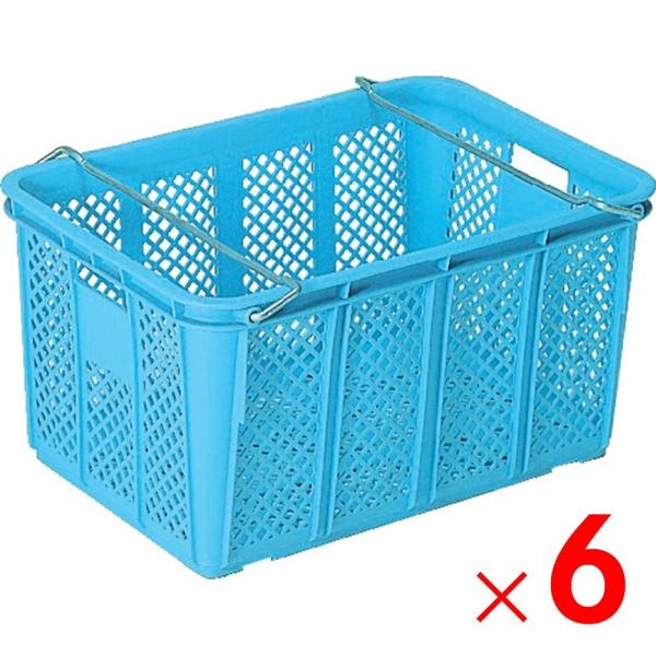 「法人限定」サンコー サンテナーA＃80 ハンドル付 ライトブルー 6個 107600-01 セット...