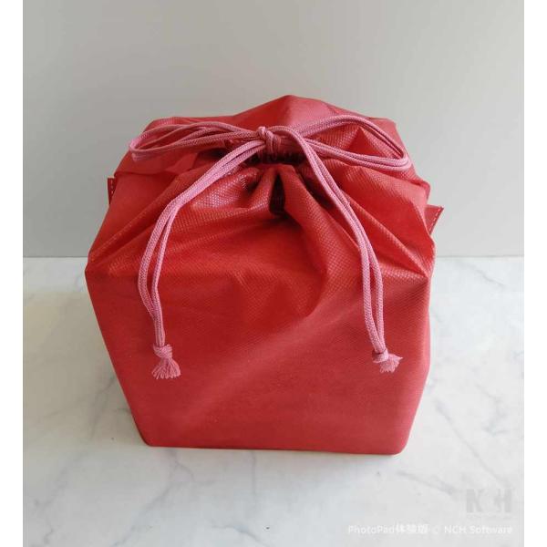 お重用　巾着袋　赤　きんちゃく　おせち　無地　日本製　２枚までクリックポスト配送