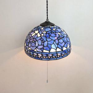 ティファニーランプ シーブルー色ステンドグラステーブルランプ蜻蛉