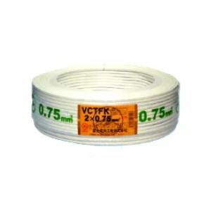富士電線　VCT-FK0.75sq×2C 300V 　白　100m/1巻　ビニルキャブタイヤ長円形コード　〔VCTFK0.75SQ2C〕｜ランプエコ