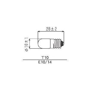 30V 0.11A 　　E10口金　E10×T10×28 表示用電球　 100個入／1箱　　　メトロ...
