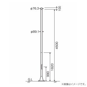 パナソニック XDYD2419H（DYDX2410H+DYDX2411H）街路灯用 ポール ベース式 φ76タイプ 4.5m｜lampya